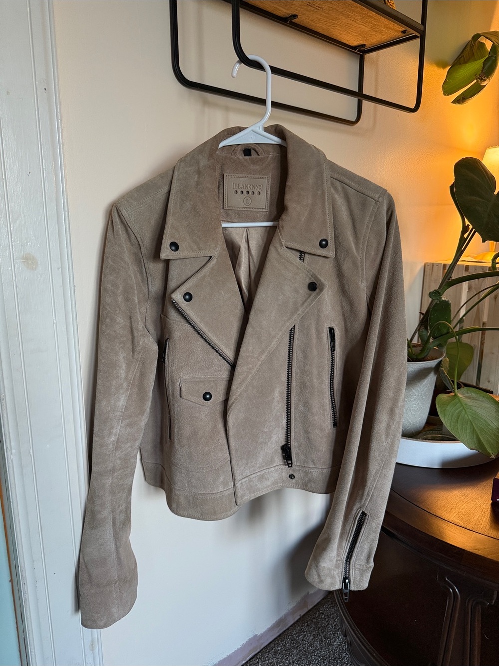 Blank NYC Taupe Suede Moto Jacket